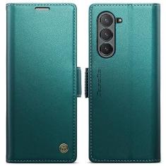 Imagem de LBYZCASE Capa carteira para Galaxy Z Fold 5 (5G 2023) [suporte de cartão com bloqueio RFID], couro flip [suporte] [magnética] capa protetora para celular à prova de choque para Samsung Galaxy Z Fold 5
