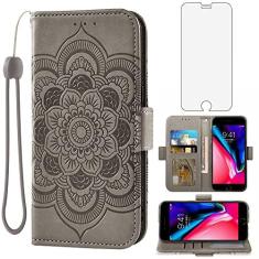 Imagem de Asuwish Capa carteira compatível com iPhone 7plus 8plus 7/8 Plus e protetor de tela de vidro temperado, capa flip com suporte de cartão, capas para celular para iPhone 7s 7s + 7+ 8s 8+ telefones 8 7p