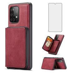 Imagem de Capa de telefone para Samsung Galaxy A32 5G 2021 6,5 polegadas capa carteira com protetor de tela de vidro temperado e suporte para cartão de crédito célula de couro com zíper M32 G5 A 32 32A S32