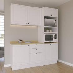 Imagem de Cozinha Compacta 3 Peças 6 Portas 3 Gavetas Sevilha Branco Ártico / Carvalho Marrom