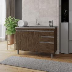 Imagem de Balcão Gabinete de Pia Premium 120cm Chocolate S/ Tampo - Nathan