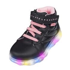 Imagem de Tênis Infantil Menina Pampili 682.046 Matelassê Comfy Luz