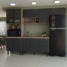 Imagem de Cozinha Completa Alice 10 Portas 2 Gavetas Marrom/Grafite - Panorama Móveis