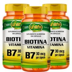 Imagem de Vitamina B7 Biotina 60 capsulas 500 mg Kit com 3