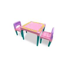 Imagem de Mesa Infantil Plástico Mesinha Educativa Didática 2 Cadeiras