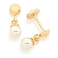 Imagem de Brinco Infantil Folheado A Ouro Rommanel Com Pérolas 520275