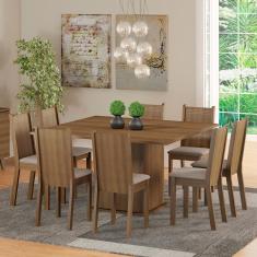 Conjunto Mesa de Jantar Zoe Cinza com Vidro e 8 Cadeiras Amelia : Sala de  Jantar - Sala de Jantar Completa : Julia Arns