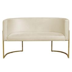 Imagem de Namoradeira 2 Lugares Decorativa Luana Base Gold Veludo Bege - Montanaris Decor