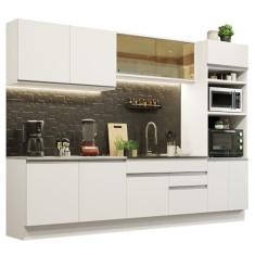 Imagem de Cozinha Completa Madesa Glamy 310001 com Armário e Balcão (sem Tampo e Pia) - Branco