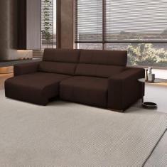 Imagem de Sofá Decorativo Barbosa 5 Lugares Sala de estar 290cm Reclinável e Retrátil Couro Marrom Chocolate G88 - Gran Belo