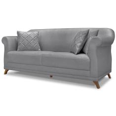 Imagem de Sofa 3 Lugares Retro Polo 200cm Com Almofada Linho Cinza Ezz