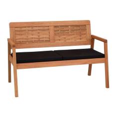 Imagem de Sofá 2 Lugares-namoradeira Garden Madeira Maciça Assento Estofado Encosto Trançado Madeira - Natural Acquablock Preto