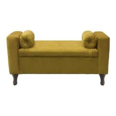 Imagem de Recamier Baú Félix 90cm Suede Mostarda - Dominic Decor