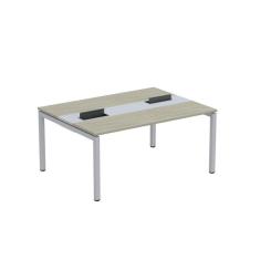 Imagem de Mesa Plataforma Dupla com Pé de Aço para Coworking 160x120 Pdc16/12/2p Nogueira Casablanca/Cinza