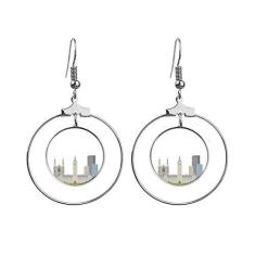 Imagem de Brincos de argola pendentes e igreja da cidade do Canadá, joia circular