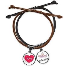 Imagem de Pulseira de couro com pingente de coração rosa para o Dia dos Namorados