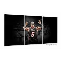 Imagem de Quadro Lebron James Basquete com Tela em Tecido 120x60 3 peç