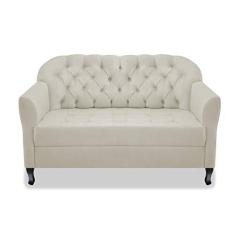 Imagem de Namoradeira Recamier Sofá Julia com Botonê para Sala de Estar Recepção Escritório Quarto Bege Suede - AM Decor