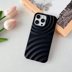 Imagem de Capa de telefone com ondas de água de luxo para iPhone 14 13 12 11 Pro Max XR XS Max 14 Plus Capa de silicone macio 3D, preta, para iPhone 11ProMax