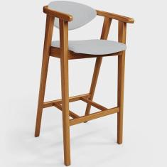Imagem de Banqueta Alta Para Cozinha Bancada Bar Sala de Jantar Fixa Cecília L02 Linho Cinza - Lyam