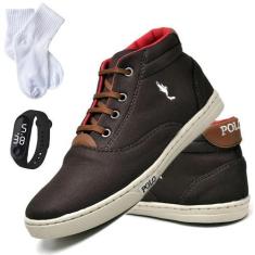 Imagem de Kit Tênis Infantil Masculino Cano Médio + Relógio + Meia - Polo Blu, 2