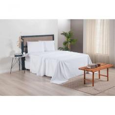 Imagem de Jogo De Lençol Versatile Ponto Palito Completo 4 Peças Casal Micropercal branco