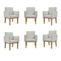 Imagem de Kit 06 Cadeiras Escritório Reforçadas Recepção Luxo Cinza