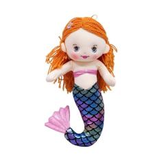 Imagem de Sereia De Pelúcia Biquini Rosa Escamas Azul 32 Cm