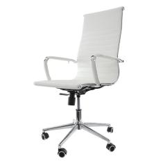 Imagem de Cadeira De Escritório Presidente Executiva Alta Confortável Charles Eames Eiffel Esteirinha Para 120 Kg Branco