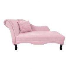 Imagem de Recamier Divã Estofado Direito De Quem Senta Olívia Suede Rosa Bebe -