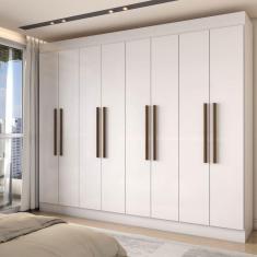 Imagem de Guarda-Roupa Casal Diplomata 8 Portas 4 Gavetas 100% Mdf Branco - Panorama Móveis
