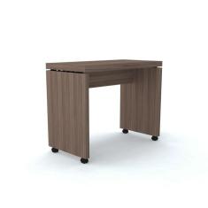 Imagem de Mesa Aparador 90 X 50 Cm Pé Painel Com Rodízio Pe50 Em Mdp Walnut Detalhe Preto