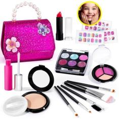 Imagem de Kit de maquiagem uloveme para meninas de 5 anos com esmalte e bolsa