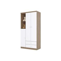 Imagem de Guarda Roupa Infantil Bala De Menta C 3 Portas E 2 Gavetas Rustico Branco Henn