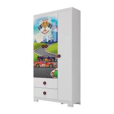 Imagem de Guarda Roupa Infantil Super Power Cor Branco - Móveis Estrela Baby
