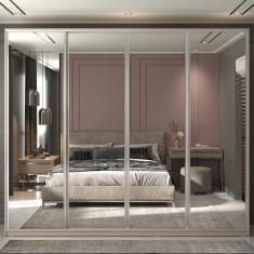 Imagem de Guarda Roupa Casal 4 Portas de Correr com Espelho e 6 Gavetas Zermatt Reis & Bueno Bege