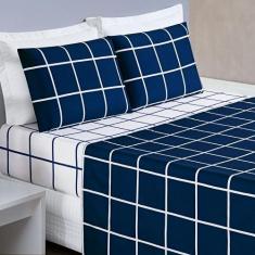 Imagem de Jogo De Lençol Queen 4 Peças 200 Fios Grid Austin - Linda Casa