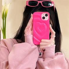 Imagem de Capa de telefone com padrão de coração de amor 3D de luxo para iPhone 14 13 12 Pro Max 11 14 Pro Max Candy Color Enrugada Capa traseira macia, rosa vermelha, para iphone 13