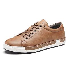 Imagem de Homens Sapatos casuais de couro Oxford com atacadores Moda antiderrapante Flats Negócios na moda Tênis confortáveis