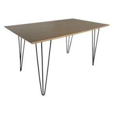 Imagem de Mesa De Jantar Elen Retangular Tampo De Madeira 140x80cm Amêndoa