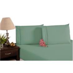 Imagem de Lençol Com Elástico E Fronhas Ponto Palito Algodão Verde