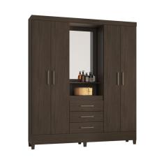 Imagem de Guarda-roupas Casal 4 Portas 3 Gavetas e Espelho Cr35190 ébano ébano