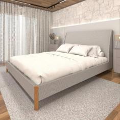 Imagem de Cama King Estofada com Cabeceira Personalizável 100% MDF - Casa Lar Do