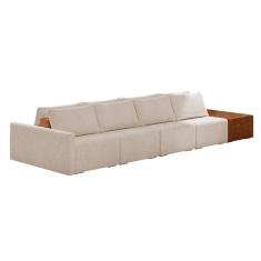 Imagem de Sofá Ilha 4 Lugares Living 432cm Modulado Lary Bouclê K01 Cor Creme