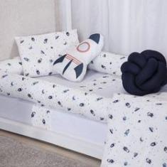 Imagem de Kit Lençol Mini Cama 100% Algodão Espaçonave 3 Pçs Moderno