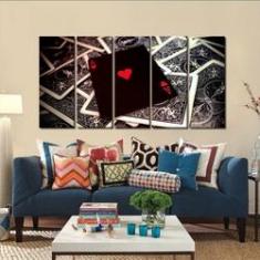 Imagem de Quadro Decorativo Carta  140x65 em tecido 5 peças