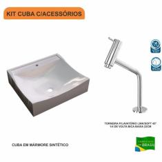 Imagem de Kit Cuba Q440 Com Torneira Pratika 1060 Metal 1/4 Volta  Compace Bege