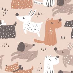 Imagem de Papel De Parede Cachorros Decoração Escandinava 57X270Cm