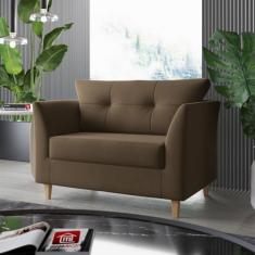 Imagem de Sofá Namoradeira Para Sala Decorativa Isis Suede Marrom Visan Estofado