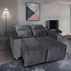 Imagem de Sofá Retrátil e Reclinável 2 Lugares Madri Suede Cinza - Star Confort